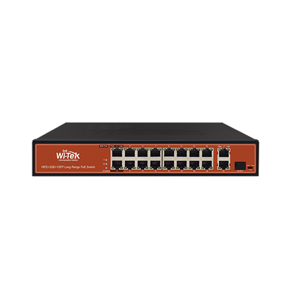 SWITCH 16 PUERTOS / POE / DE LARGO ALCANCE, HASTA 250M,16 X 10/100MBPS (POE) + 2 X 100/1000MBPS + 1 X SFP, 200 W
