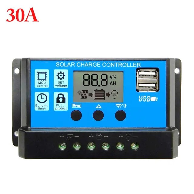 CONTROLADOR DE CARGA PARA PANEL SOLAR 30A 12V 24V SY3024HD