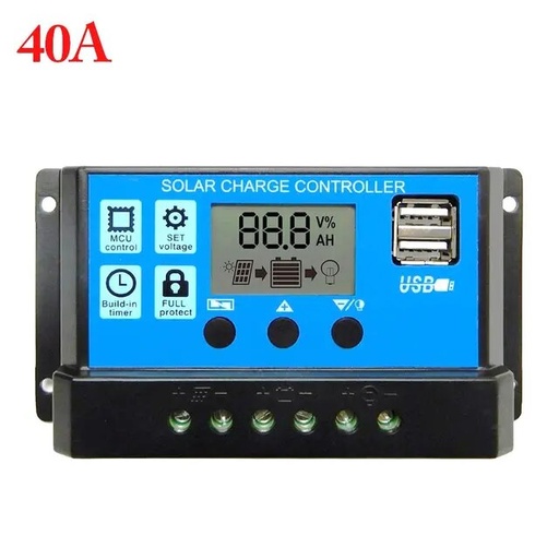 [CON-S40A] CONTROLADOR DE CARGA PARA PANEL SOLAR 40A 12V 24V SY4024HD